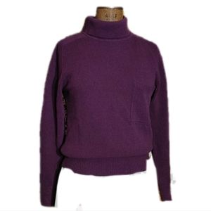 Jones New York burgundy wool turtleneck sweater w pocket